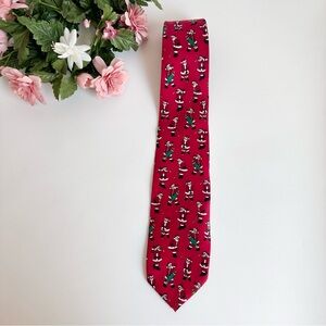 Vintage NOEL Red Silk Christmas Santa Golfing Men’s Necktie
